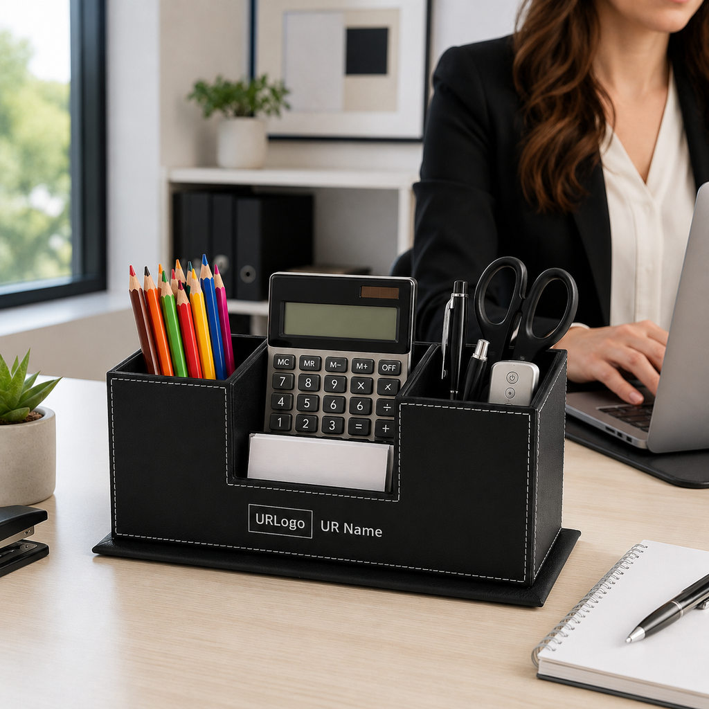 Team Loyalty – Personalized  Leather Desk Organizer with Name and Logo Customization Services