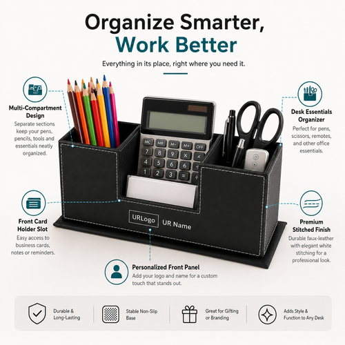 Team Loyalty – Personalized  Leather Desk Organizer with Name and Logo Customization Services