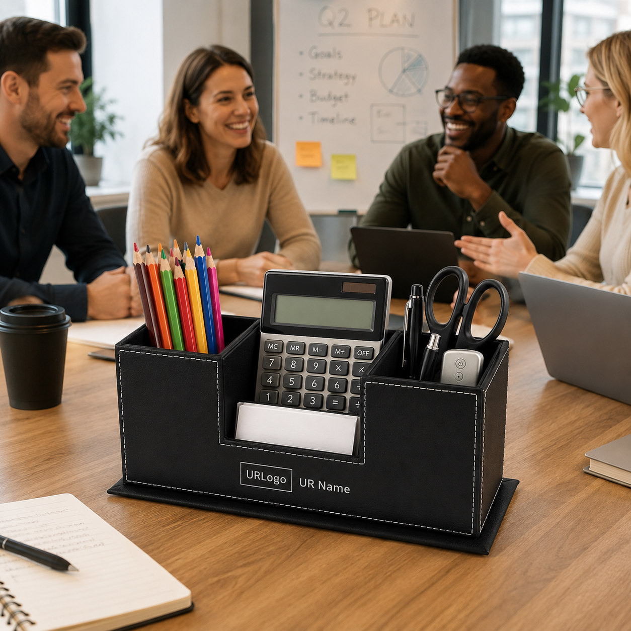 Team Loyalty – Personalized  Leather Desk Organizer with Name and Logo Customization Services