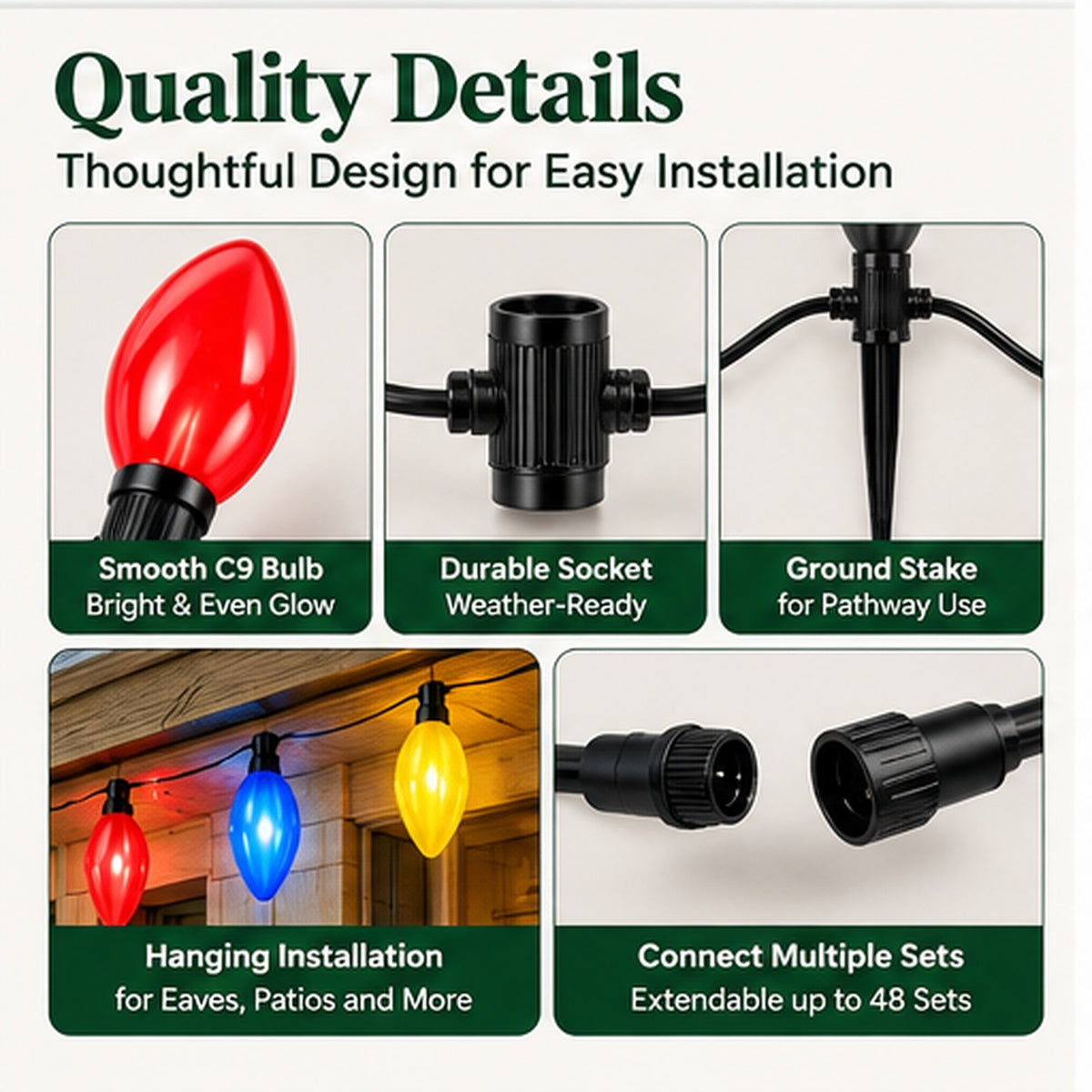 Velevia C9 Multicolor Christmas Pathway Lights, 23 FT, 12 Bulbs