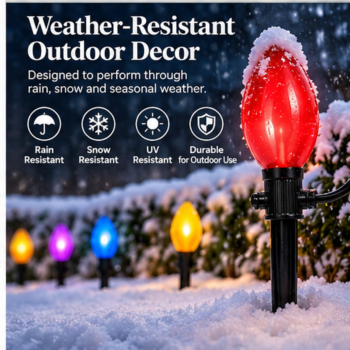Velevia C9 Multicolor Christmas Pathway Lights, 23 FT, 12 Bulbs