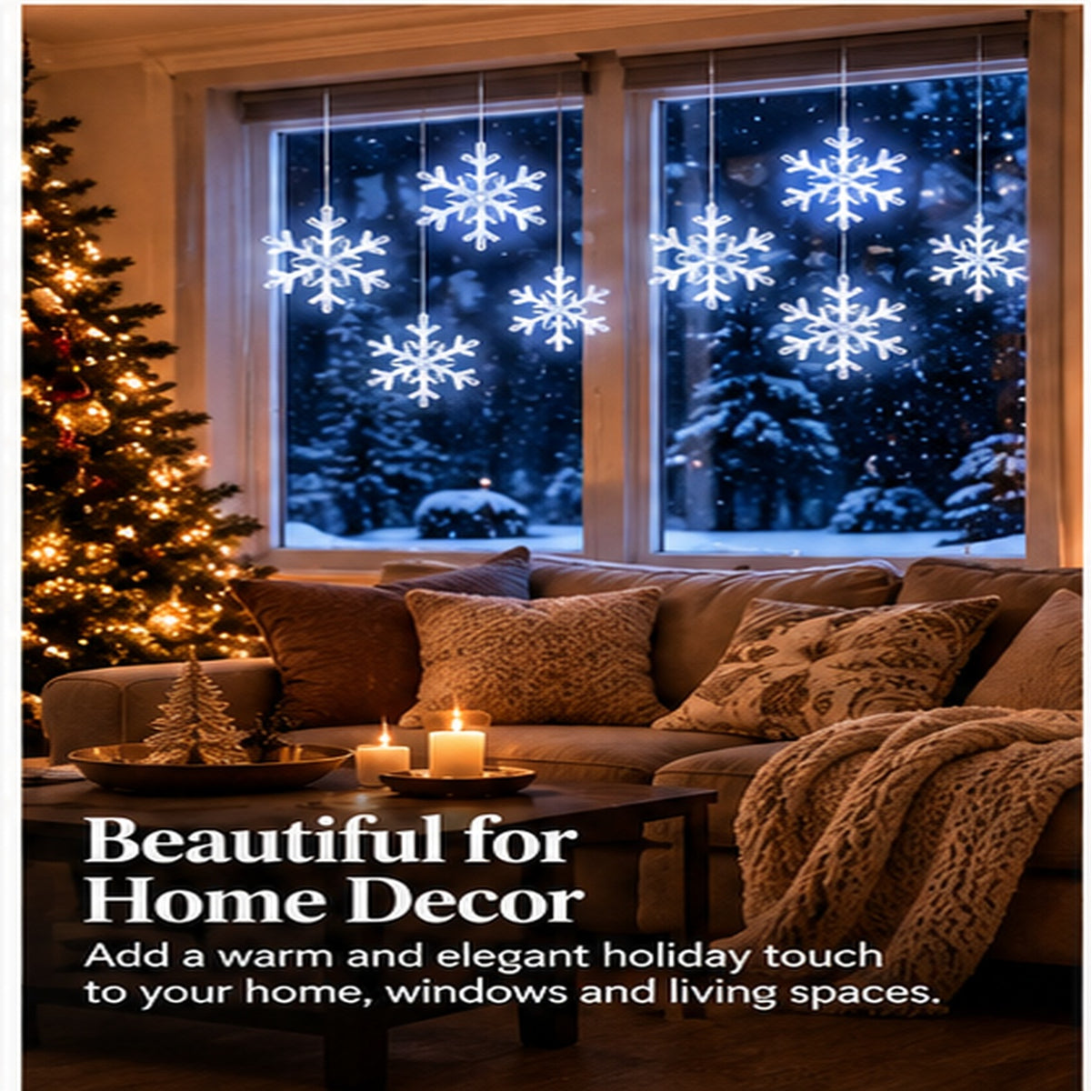 Velevia 150 LED Snowflake Icicle Christmas Lights, 9 FT, Cool White